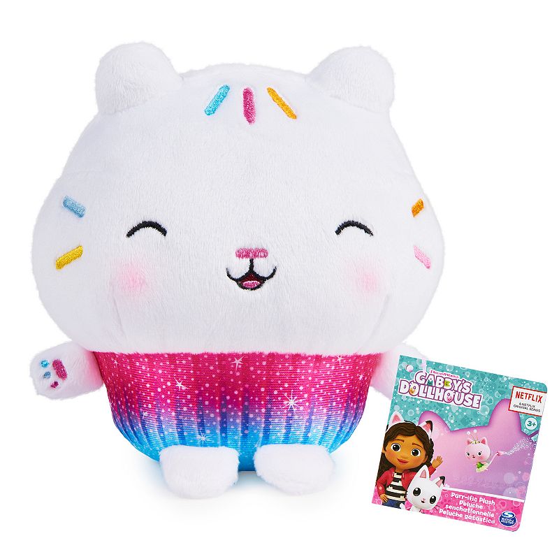 Spin Master Gabby's Dollhouse， 7-inch Cakey Cat Purr-ific Plush Toy