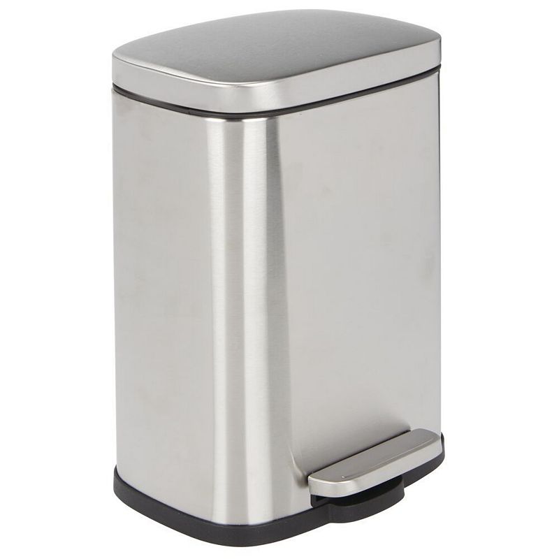 mDesign Stainless Steel Rectangular 1.3 Gallon Foot Step Trash Can， Lid