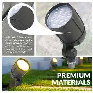 Commercial Electric 12W Line Voltage Bronze Integrated Outdoor LED Bullet Flood Light and Adjustable Mounting Bracket for Landscape Lighting CEV5BLF12BRZ