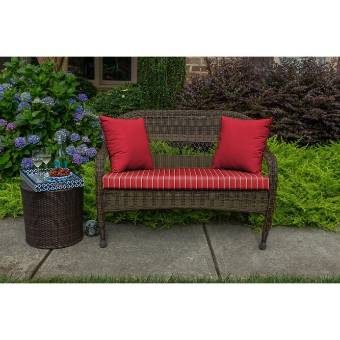 Sunbrella Striped 43.5 inch Striped Outdoor Settee Bench Cushion