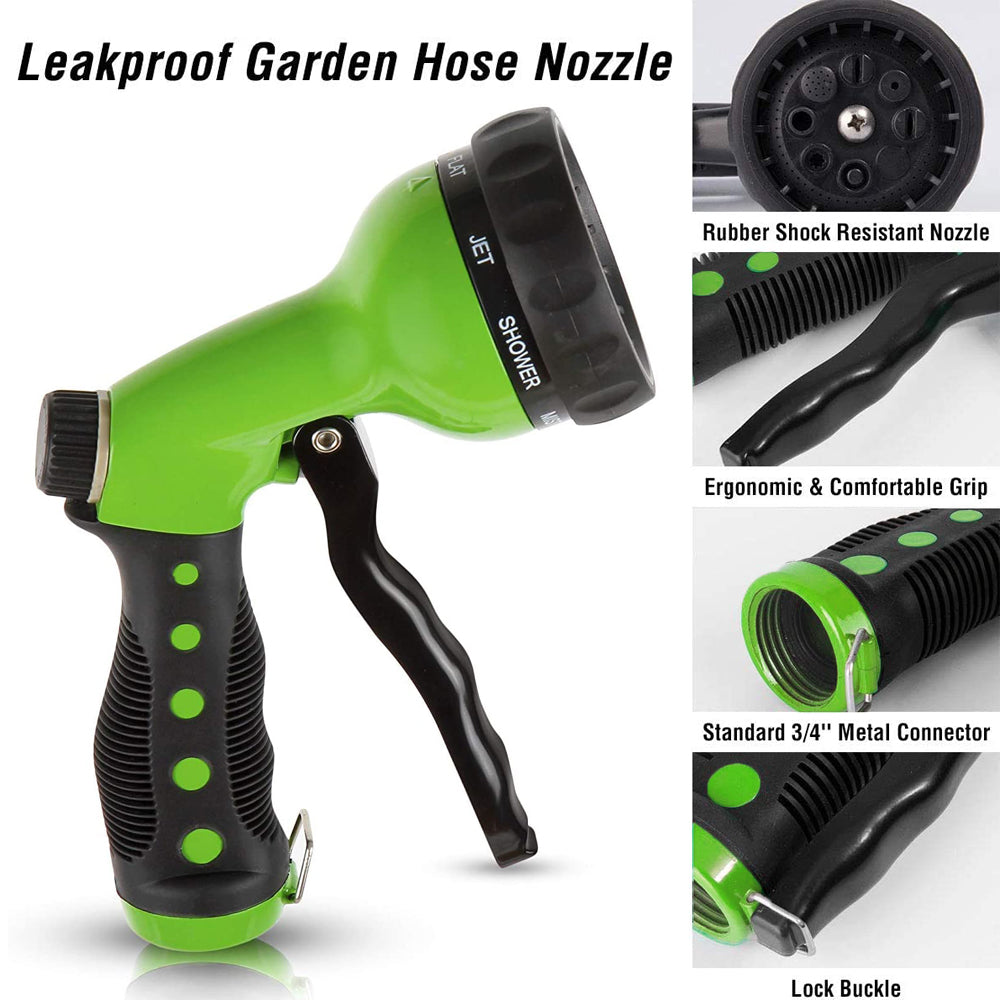 Lawnite Garden Heavy-Duty Nozzle， Comfort-Grip 8 Different Spray Patterns for Watering Lawns， Washing Cars and Pets