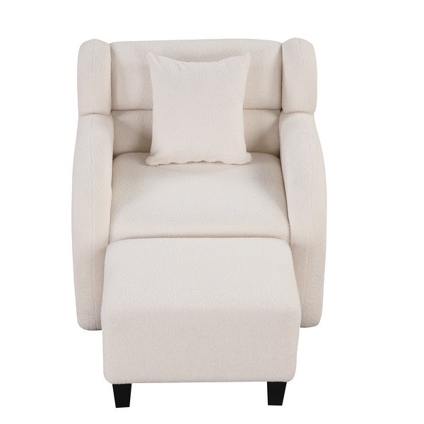 360 Degree Swivel Accent Chair and Ottoman Sets， Swivel Lounge Barrel Chair， Teddy Short Plush Particle Velvet Armchair， White