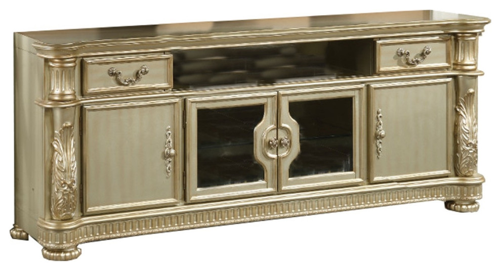 uring Tv Stand  Gold Patina and Bone   Victorian   Entertainment Centers And Tv Stands   by VirVentures  Houzz