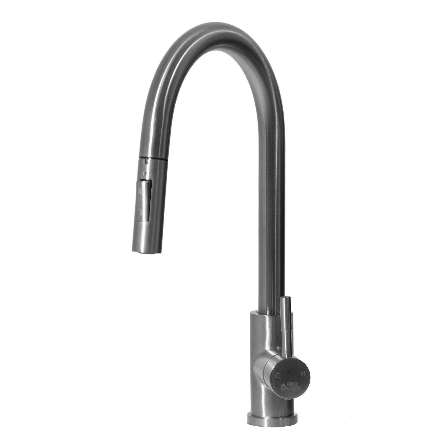 Signature Stainless Steel Outdoor Single Handle Pull-Down Gooseneck Hot/Cold Faucet