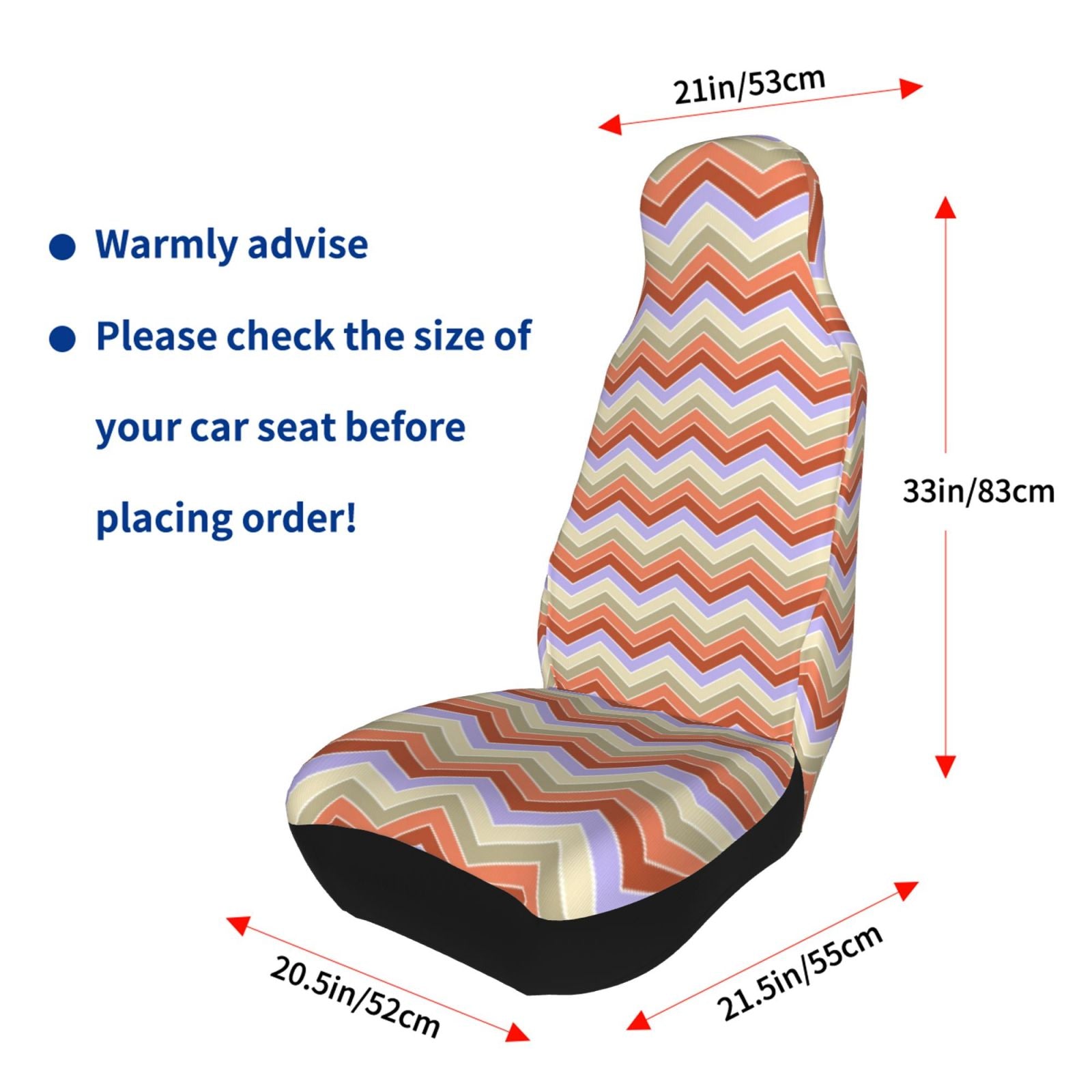 TEQUAN Front Seat Covers， Abstract Chevron Zigzag Style Pattern 2 Piece Car Seat Cover Fit Most Car SUV Truck Van