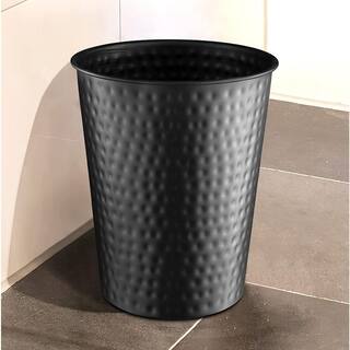 Monarch Abode Monarch Hand Hammered Metal Waste Basket in Matte Black 19128