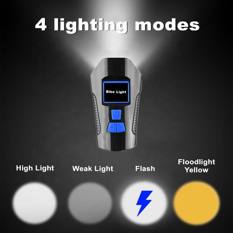 Hot Sale Waterproof Luz de bicicleta Speedometer Bicycle Light With Bike Computer Horn Speaker Rechargeable Cycling Light