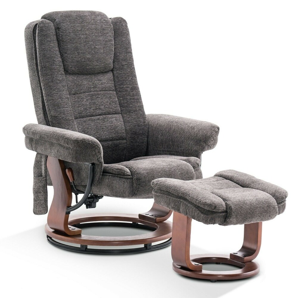 Mcombo Recliner Chair with Ottoman  Fabric Massage Swivel Chair 9099