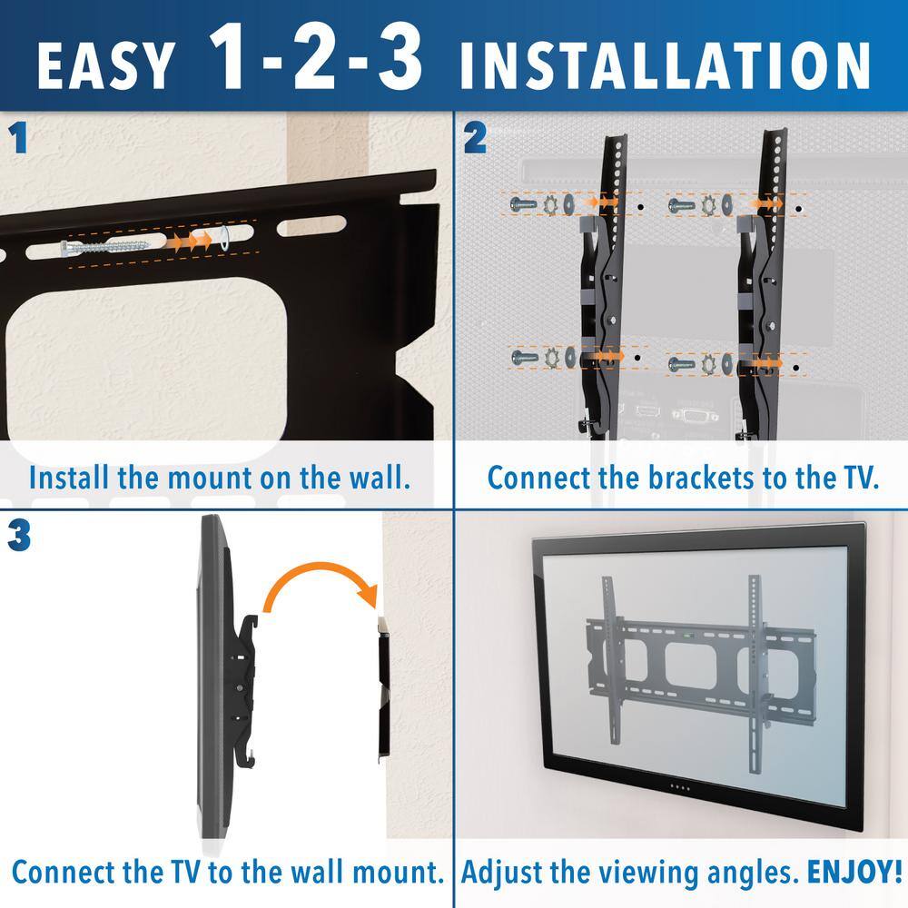 mount-it! Heavy-Duty Tilting and Locking Low Profile TV Wall Mount for Screens 32 in to 65 in. MI-303B