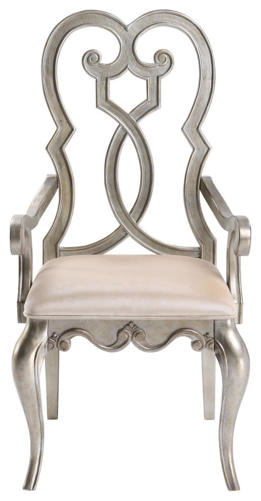 Classic Dining Chair  Padded Seat With Cut Out Back  ampScrolled Detail  Champagne   Traditional   Dining Chairs   by Decor Love  Houzz