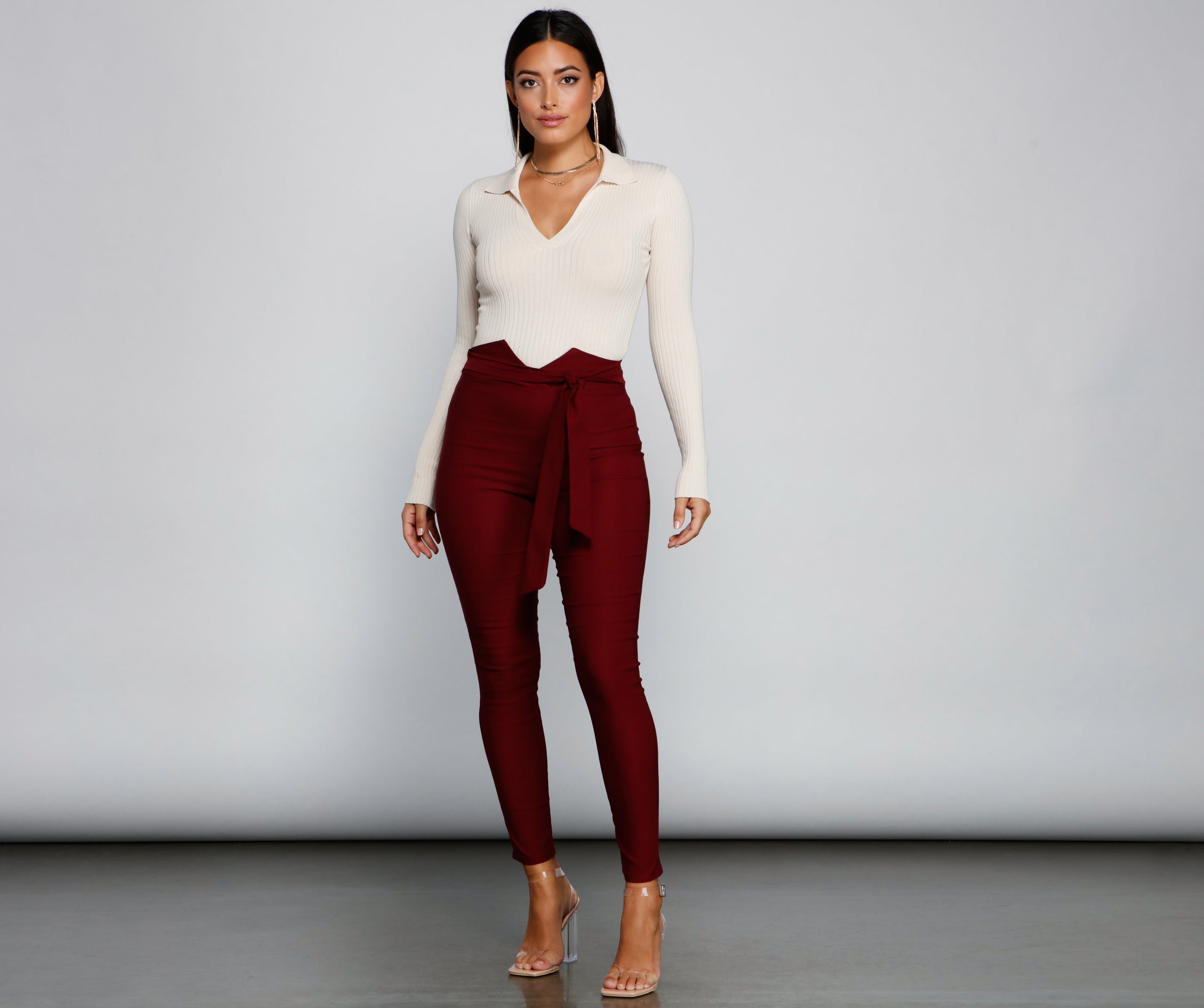 Classic And Chic Tie-Waist Skinny Pants