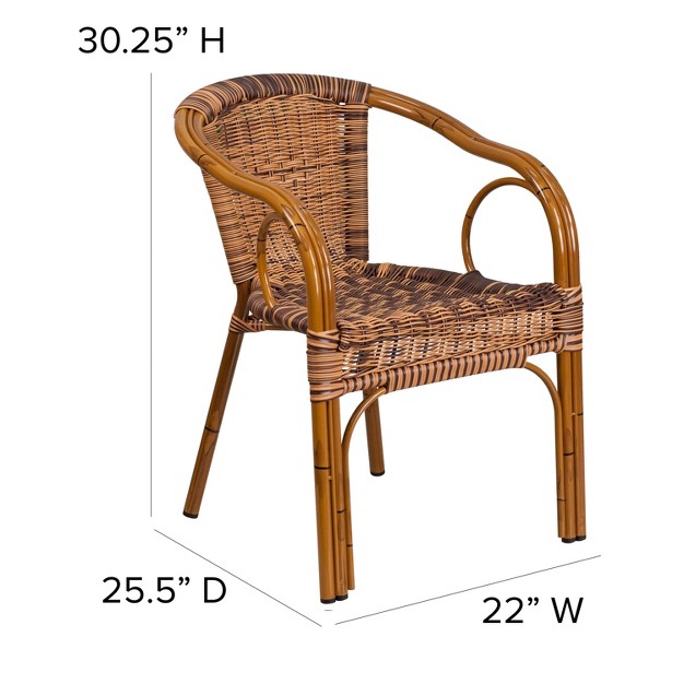 Flash Furniture Cadiz Series Rattan Restaurant Patio Chair With Bamboo aluminum Frame