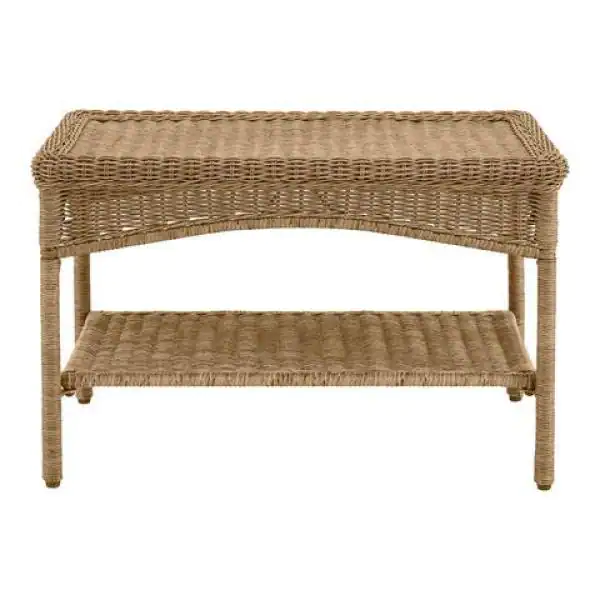 StyleWell Rosemont Light Brown Rectangular Steel Wicker Outdoor Patio Coffee Table