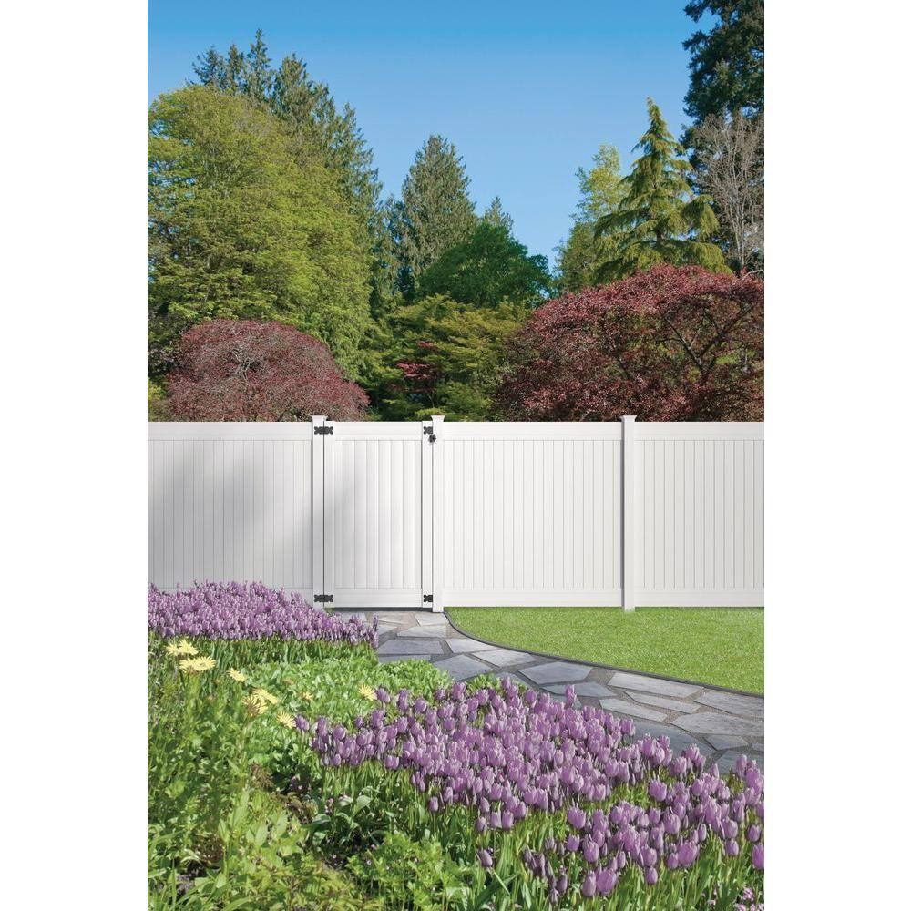 Veranda 5 in. x 5 in. x 8 ft. White Vinyl Routed Fence End Post 238593