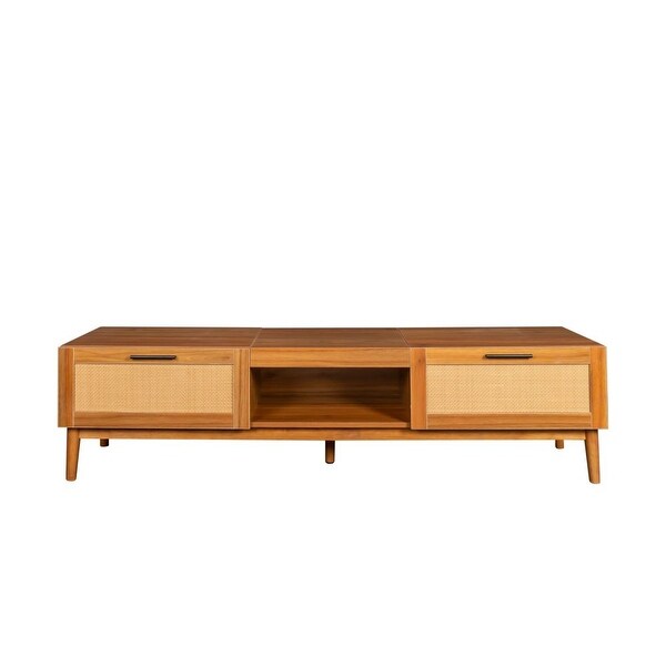 TV Stands for 80 Inch TV Rattan TV Stand with Storage