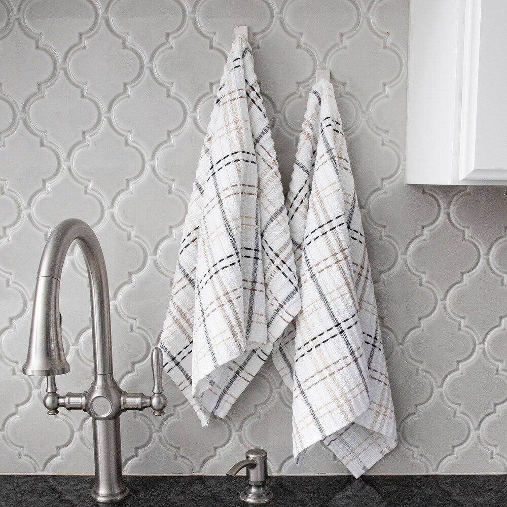 Royale Check Latte Cotton Kitchen Towels (Set of 2)