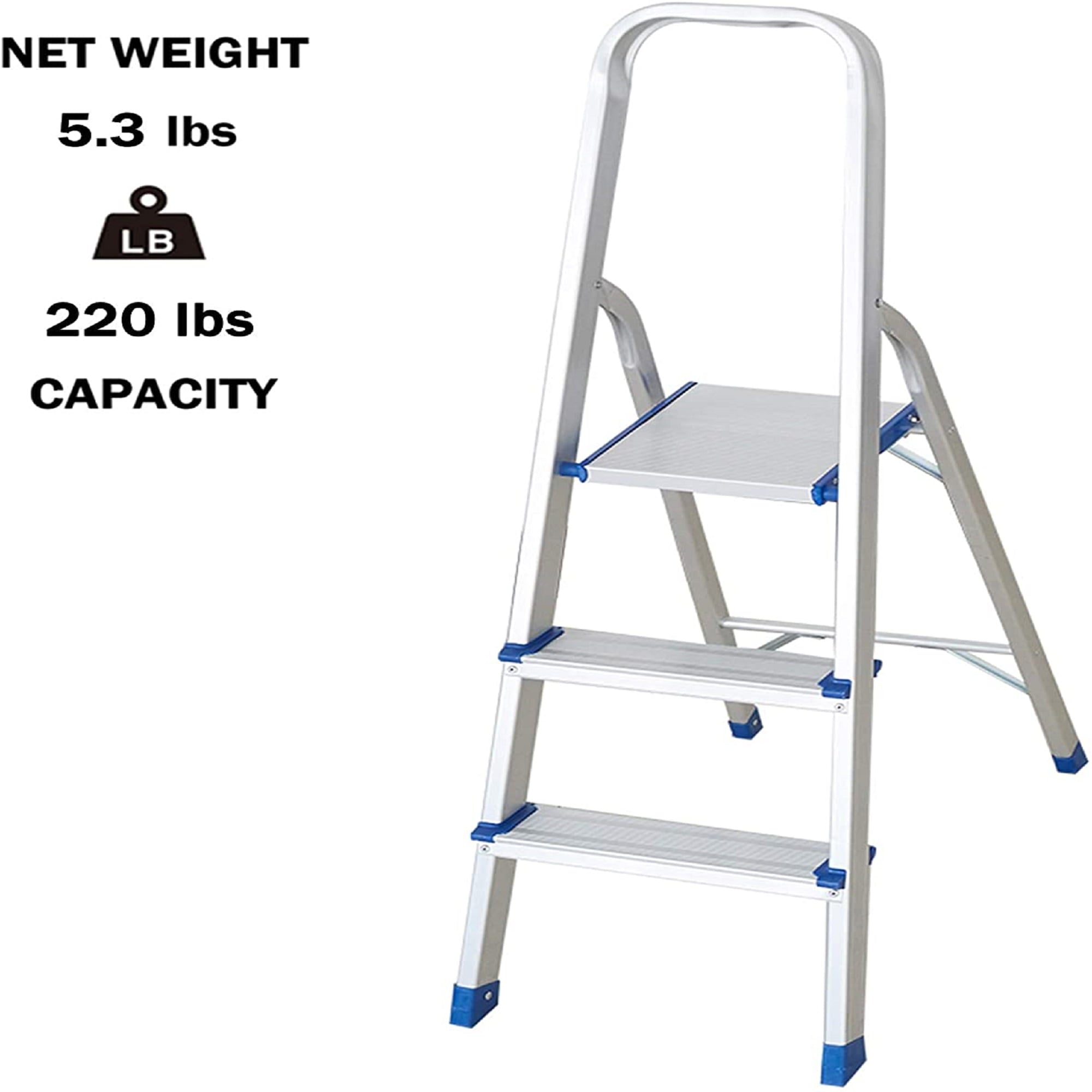 KARMAS PRODUCT Ultra Lightweight Step Ladder 3 Step Aluminum Folding Stool Home Kitchen