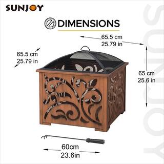 Sunjoy Ventura 26 in. Square Steel Wood Burning Firepit A301016900