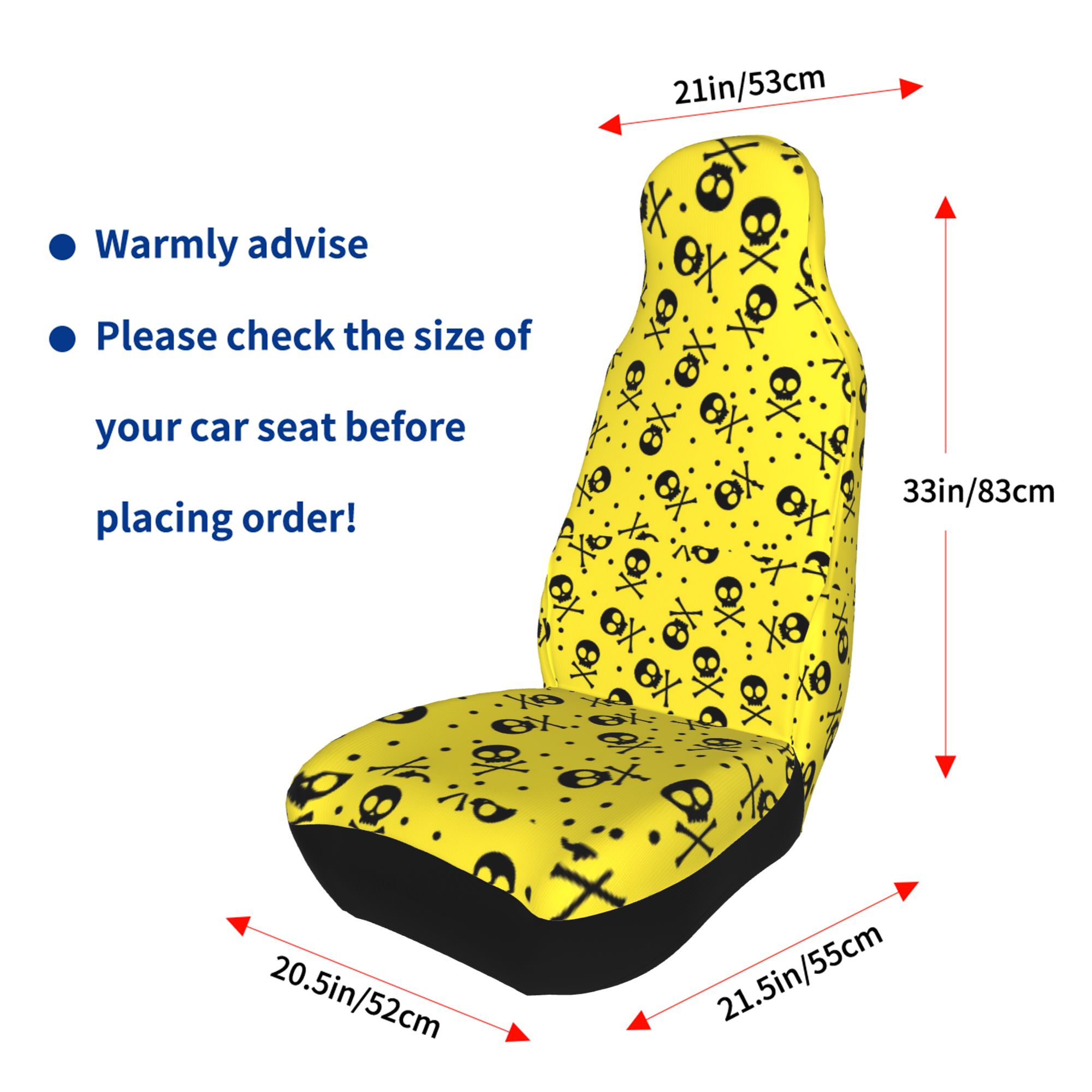 ZICANCN Car Seat Cover Skull Print Bones Yellow Car Front Seat Covers Protectors ， Automotive Seat Covers for Cars Trucks Suv