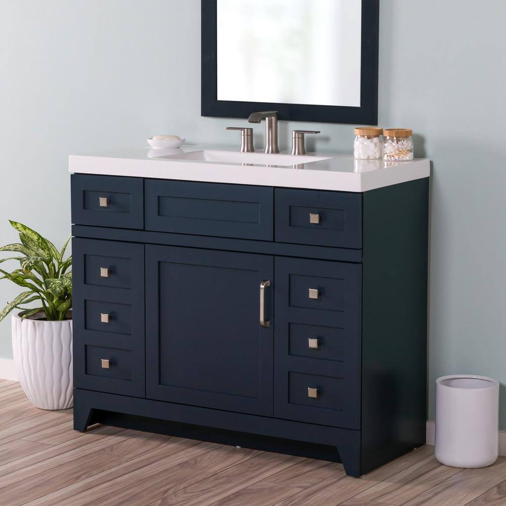 Home Decorators Collection Rosedale 42.5 in. W x 18.75 in. D Bath Vanity in Blue with Cultured Marble Vanity Top in White with Integrated Sink RD42P2-BU