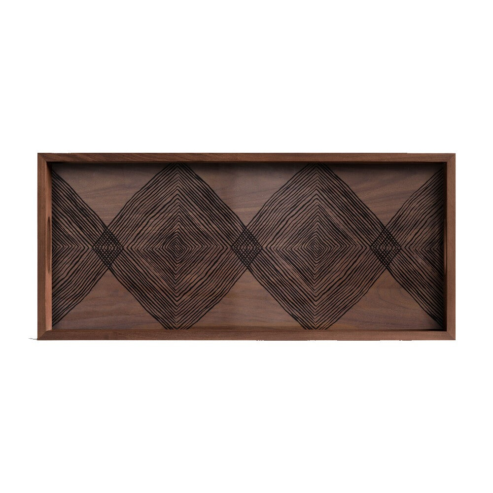 Walnut Linear Squares glass tray