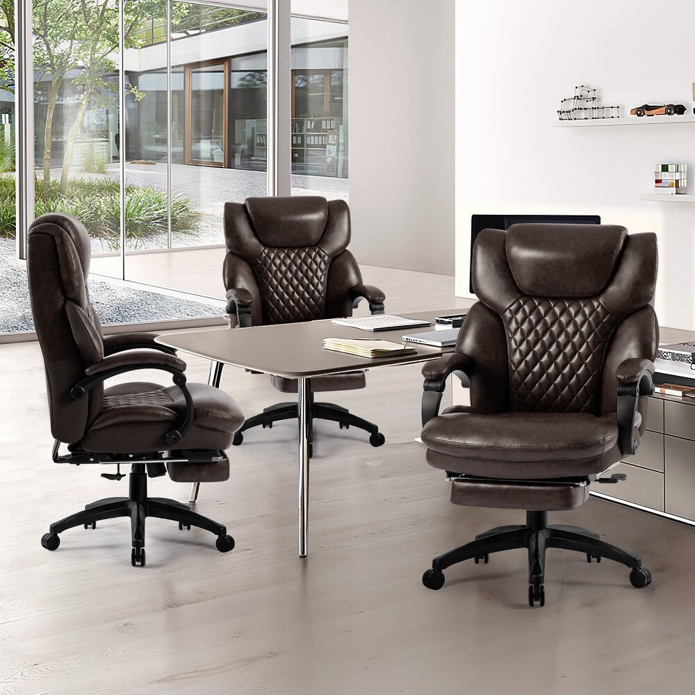 Ergonomic Adjustable Height Black Bonded Leather Swivel Office Chair