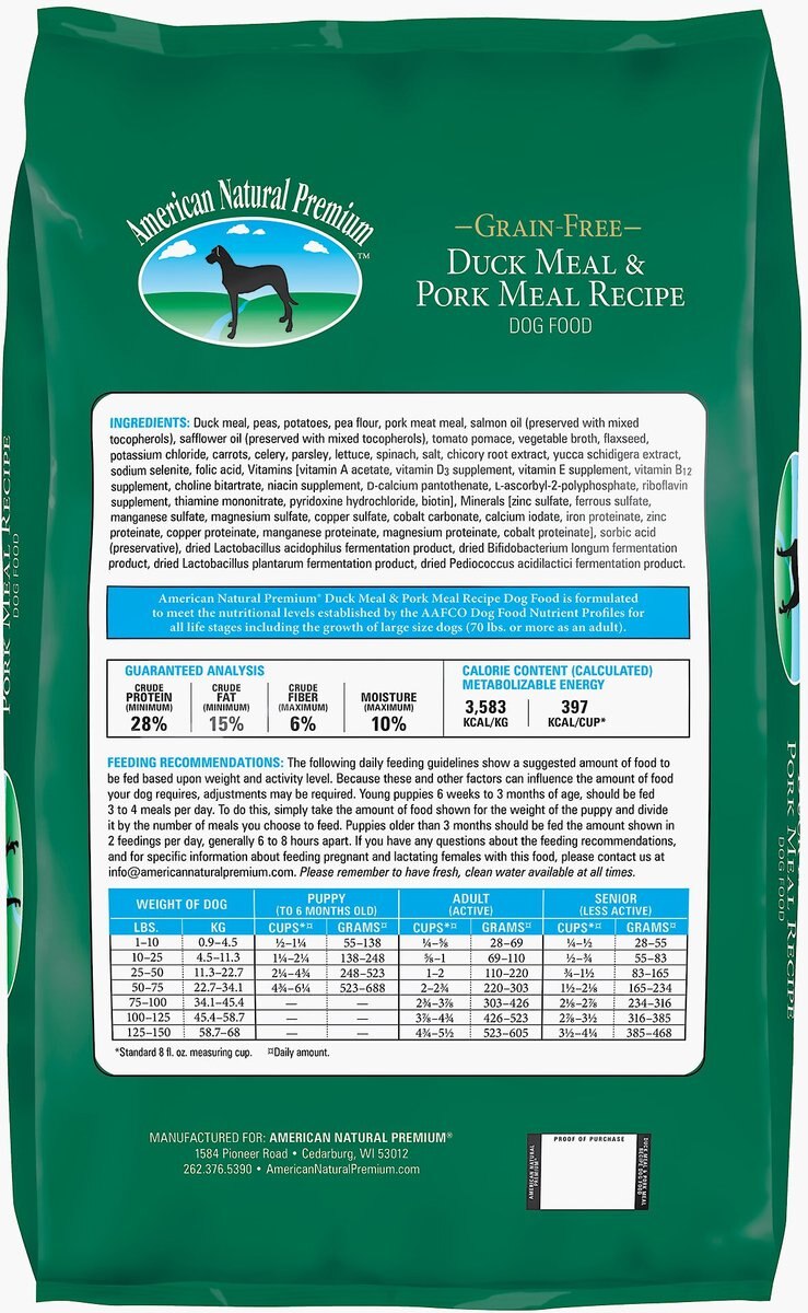 American Natural Premium Grain-Free Duck Meal and Pork Meal Recipe Dry Dog Food