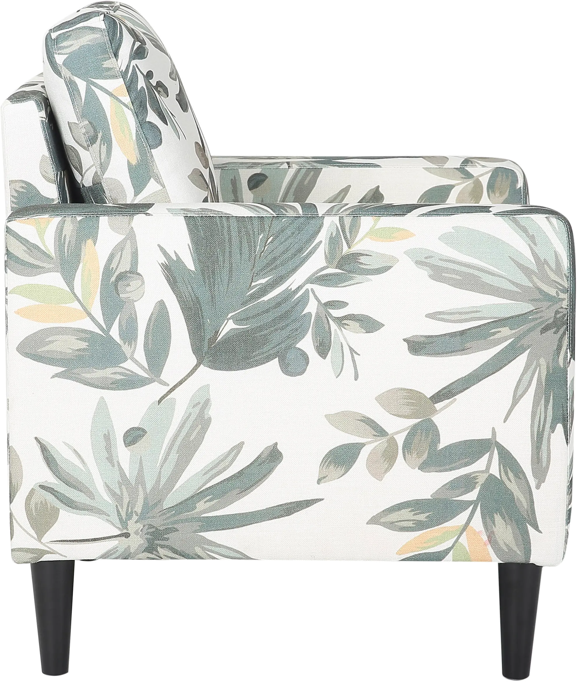 Wendy Contemporary Cream and Green Floral Accent Chair