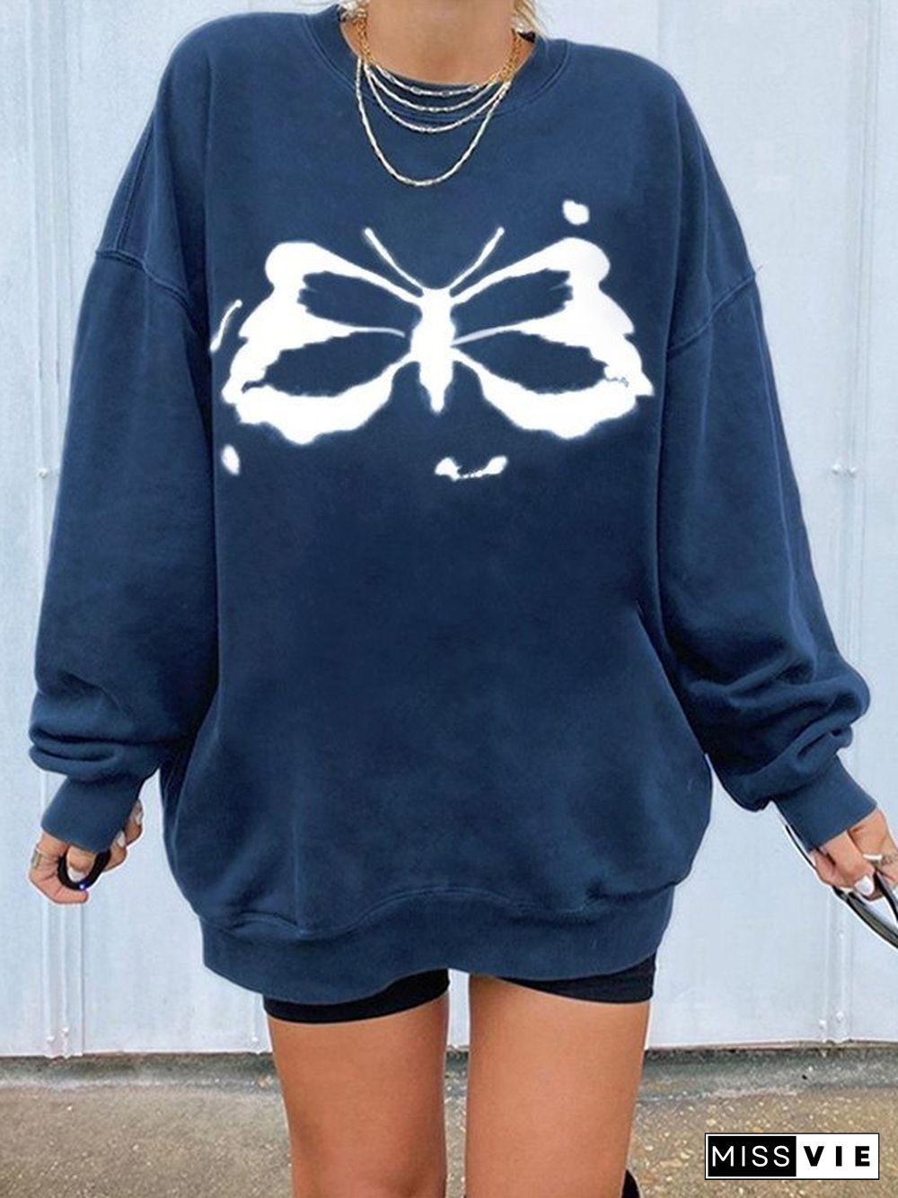 Splash Butterfly Print Sweatshirt