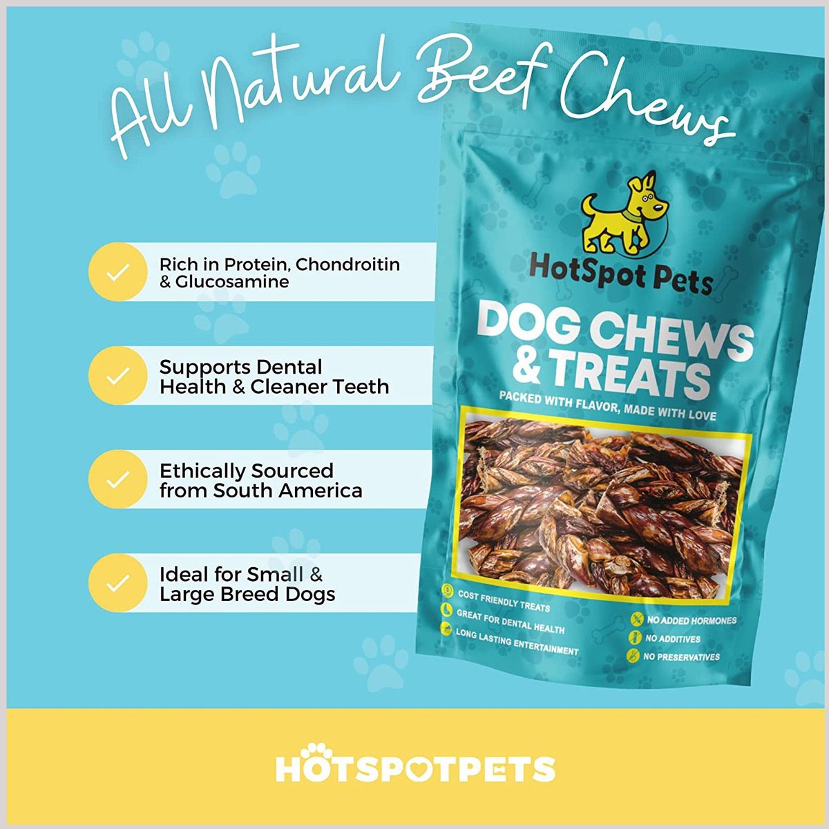 HOTSPOT PETS 6-in Beef Gullet Braided Twist Dog Chew Treats