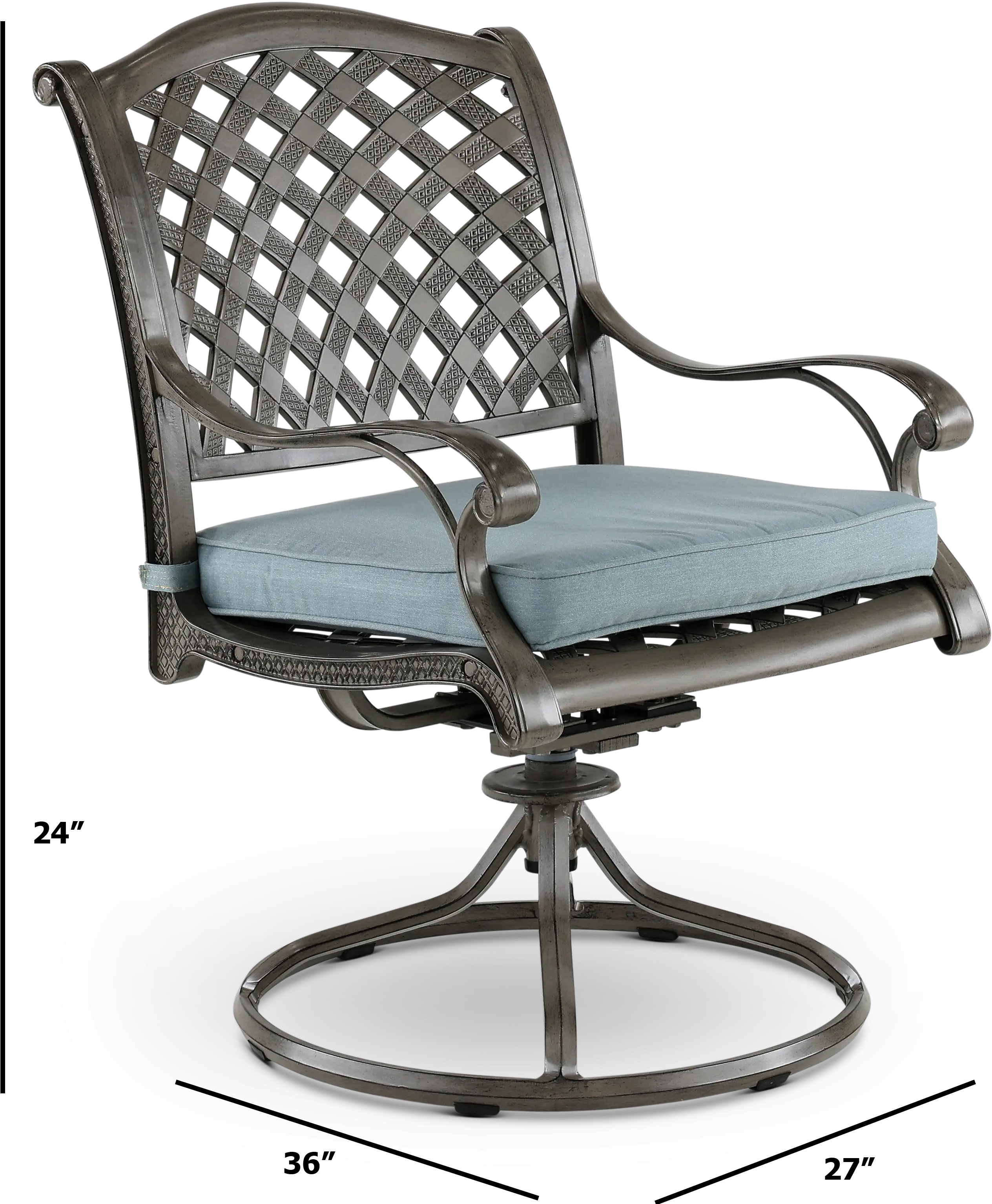 Macan Gray Metal Swivel Rocking Patio Chair