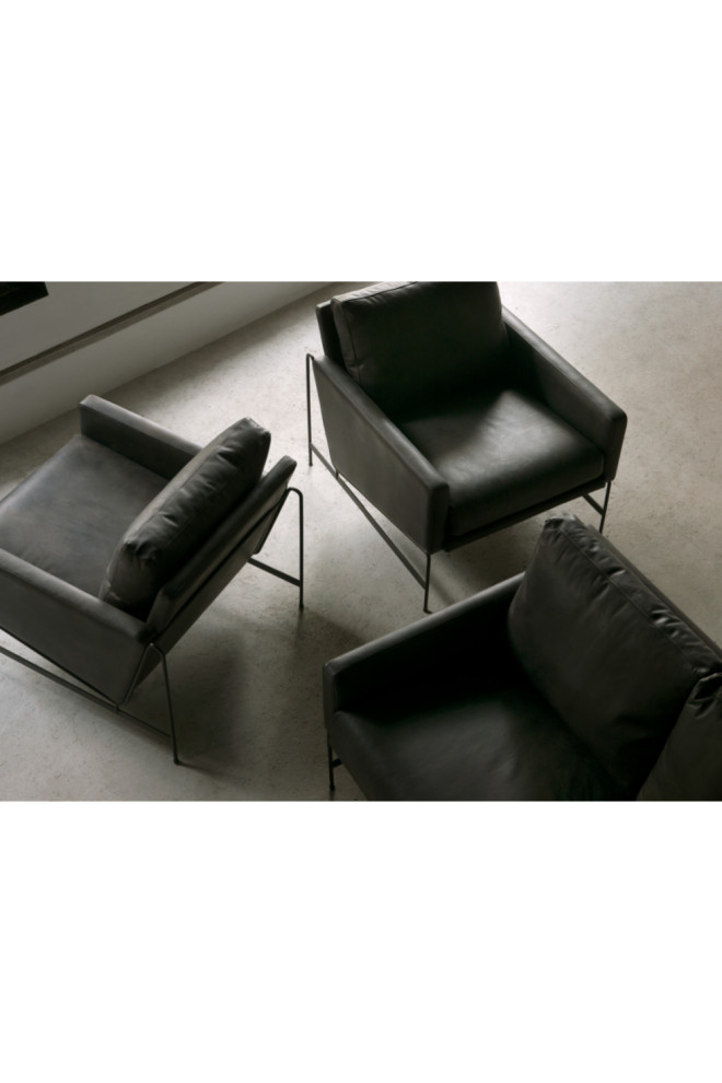 Destroyed Black Leather Upholstery Chair  Andrew Martin Vanessa   Industrial   Armchairs And Accent Chairs   by Oroa   Distinctive Furniture  Houzz