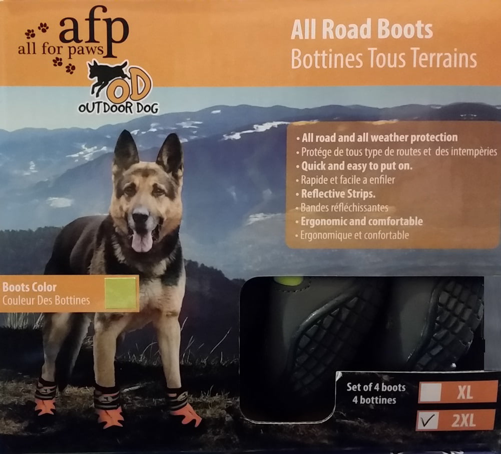 All For Paws All Road Green Dog Boots Set of 4， 2XL