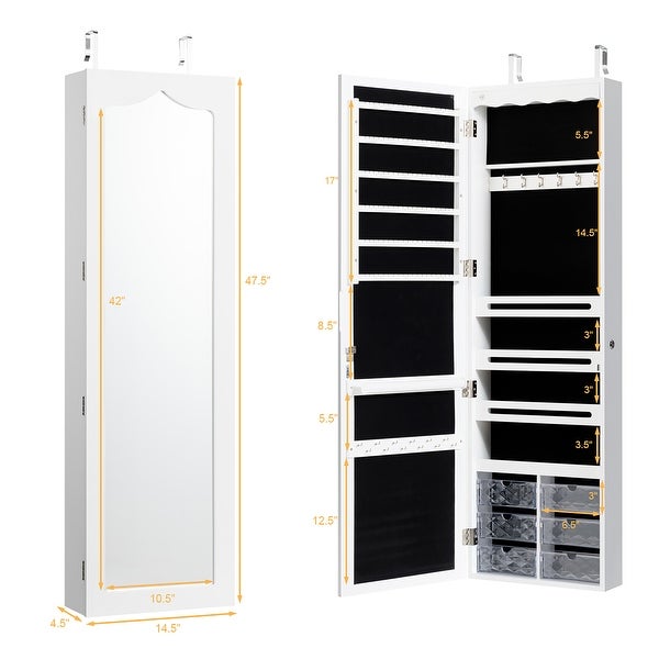 LED Mirror Jewelry Armoire Wall Door Mounted - - 31672953