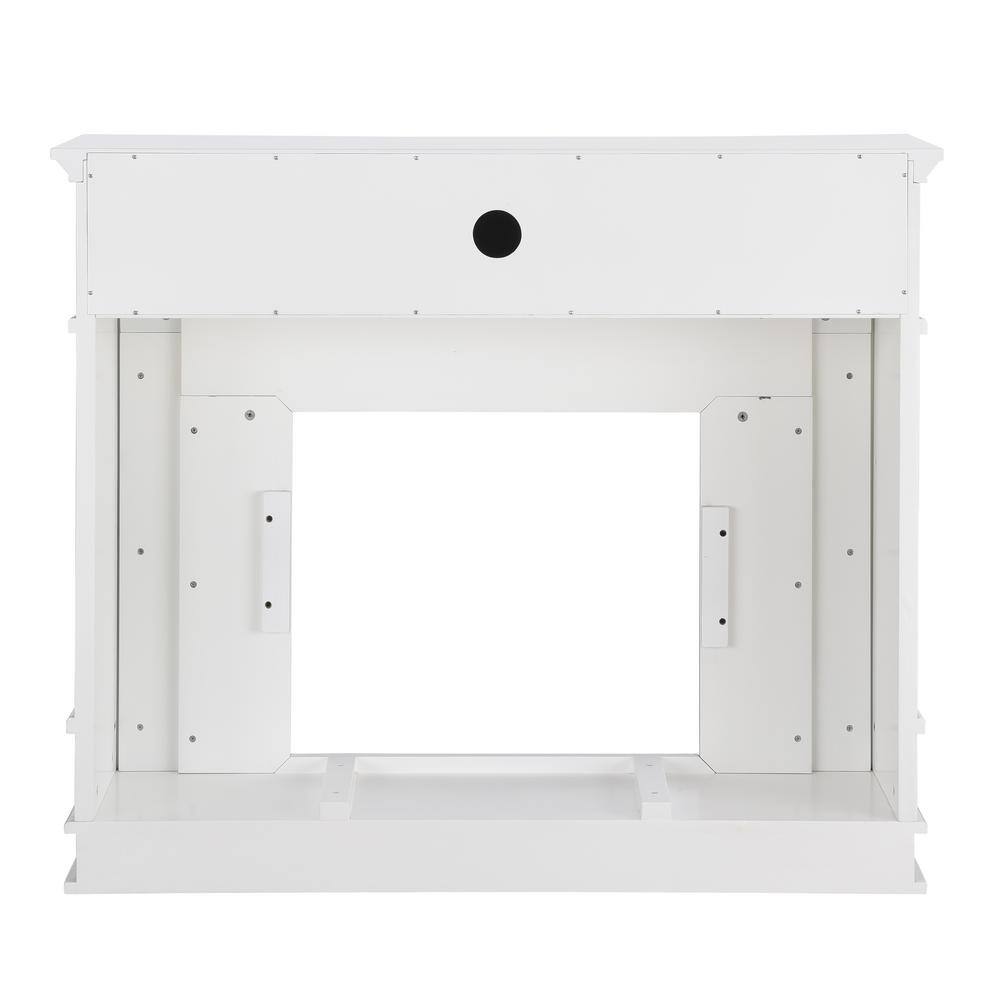 Southern Enterprises Rochester 48 in. W Faux Cararra Electric Media Fireplace in White HD605975