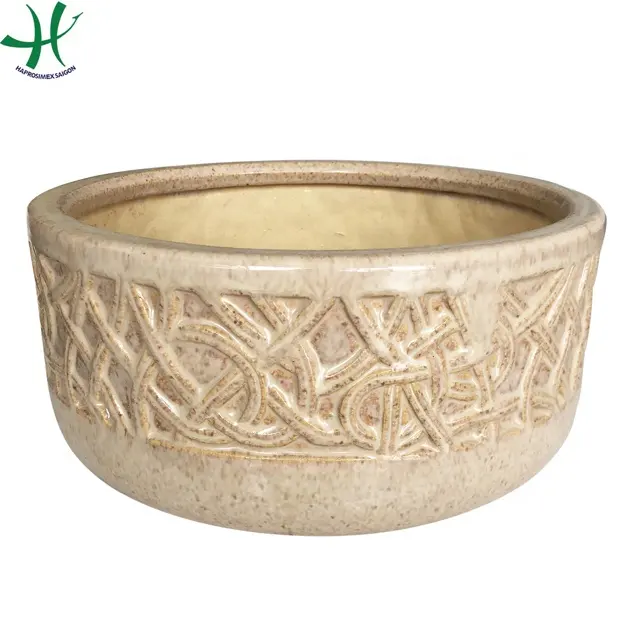 Unique Light cement pot for garden decor/ HAPROSIMEX SAIGON cement planter pot (HG 13 8619/3)