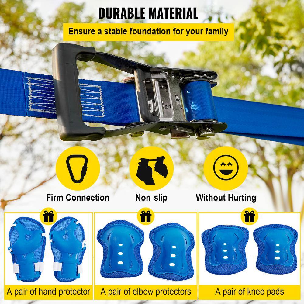 VEVOR Warrior Obstacle Course 80 ft. Slacker Zip Line Obstacle Course Climbing Rope for Kids Outdoor YDSS80FT250LB034XV0