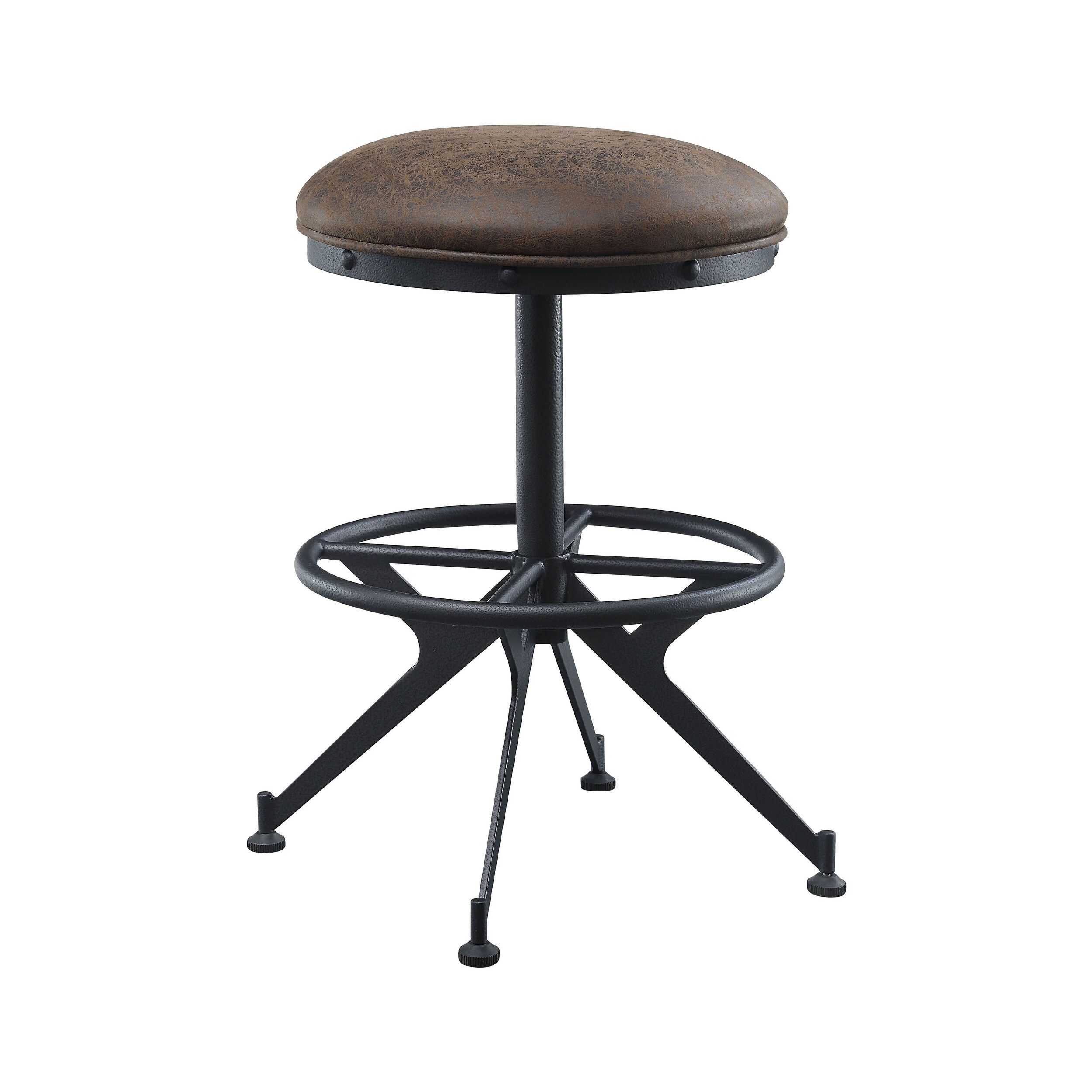 ACME Zangief Counter Height Stool in Salvaged Brown and Black (Set of 2)