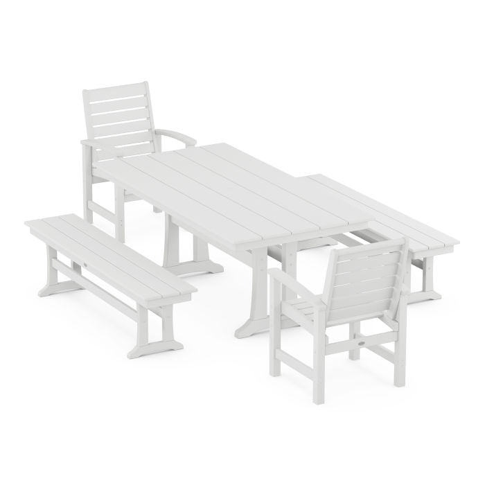 Polywood Signature 5-Piece Farmhouse Dining Set With Trestle Legs PWS1021-1