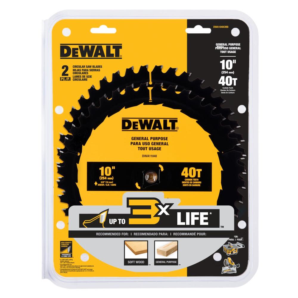 DEWALT DW 10 40 / 40T General Purpose Combo Pack