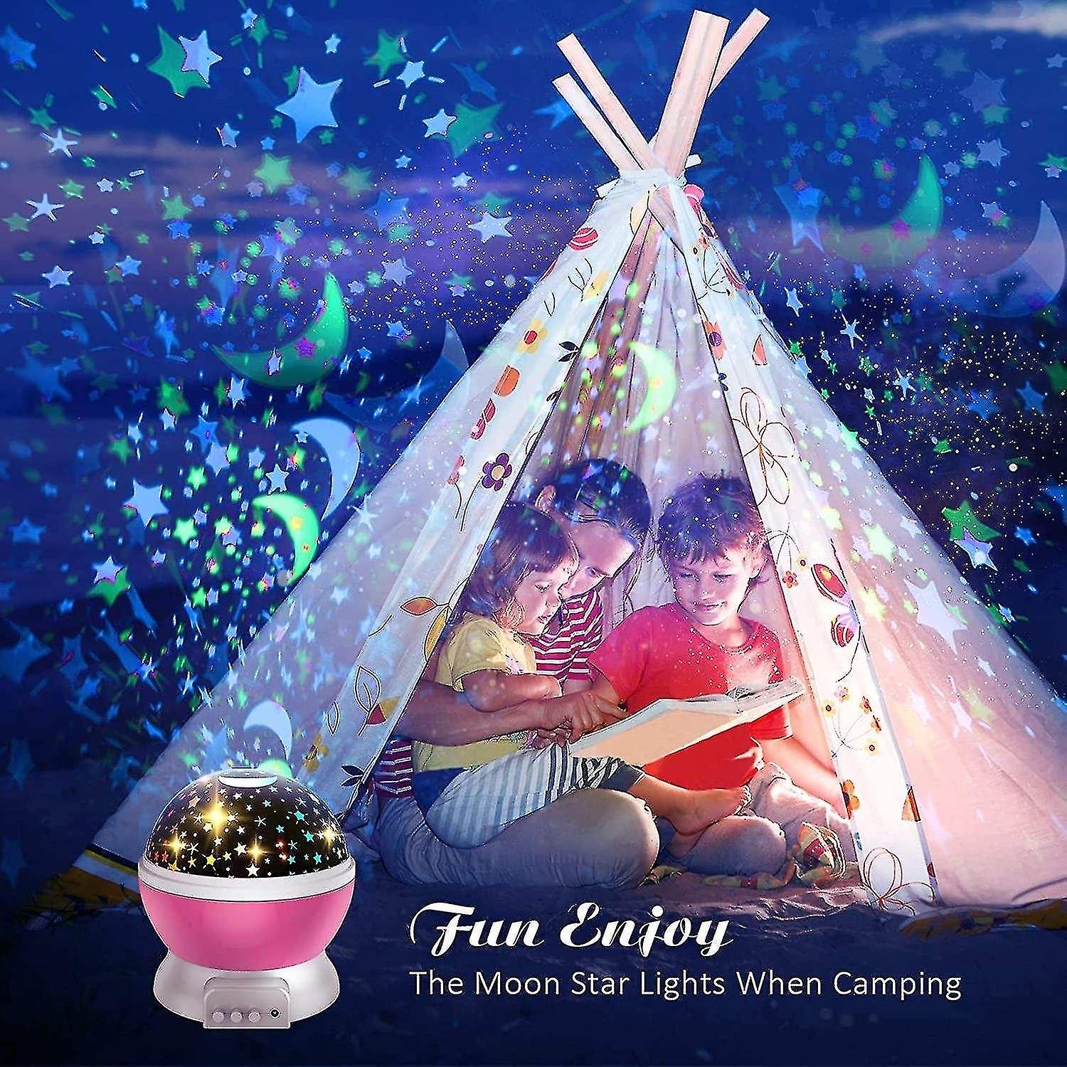 Liangnv Kids Star Night Light Projector 360 Degree Rotating Moon Star Nightlight For 2-12 Year Old B