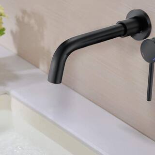 Mondawe Alexa Swivel Single-Handle Wall Mounted Bathroom Faucet in Matte Black-360 for Bathroom Vanity Laundry (1-Pack) MA-ME53401