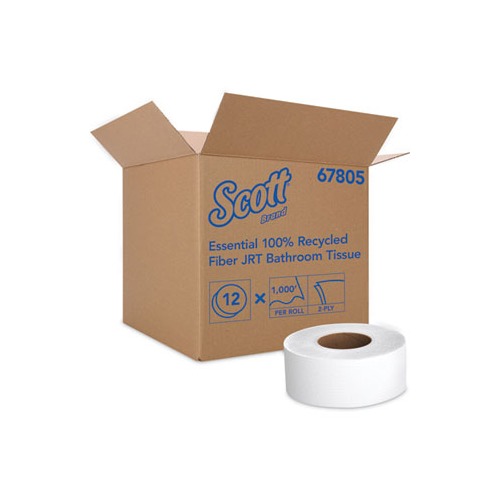 Scott Essential 100% Recycled Fiber JRT Bathroom Tissue for Business  KCC67805