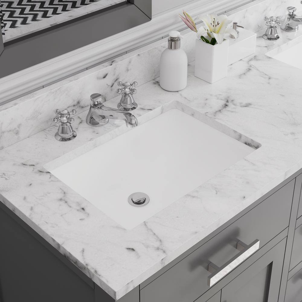 Water Creation 60 in. W x 21 in. D x 34 in. H Vanity in Cashmere Grey with Marble Vanity Top in Carrara White Madison 60G