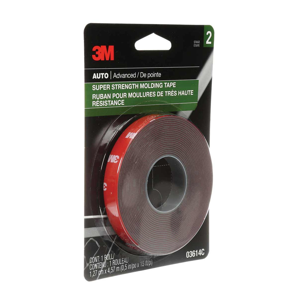 3M™ Super Strength Molding Tape， 03614， 1\/2 in x 15 ft， Case of 24