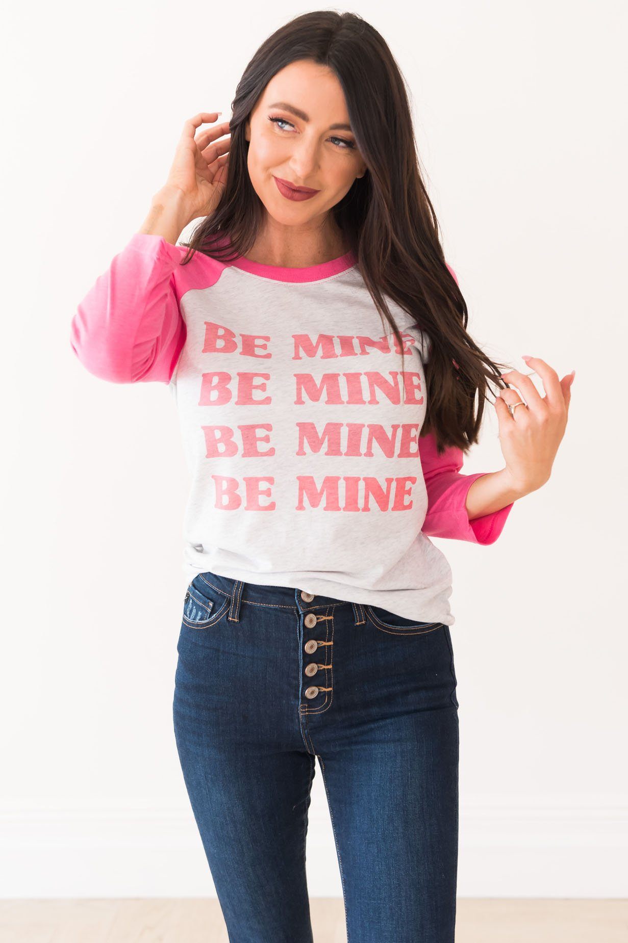 Be Mine Modest Baseball Tee