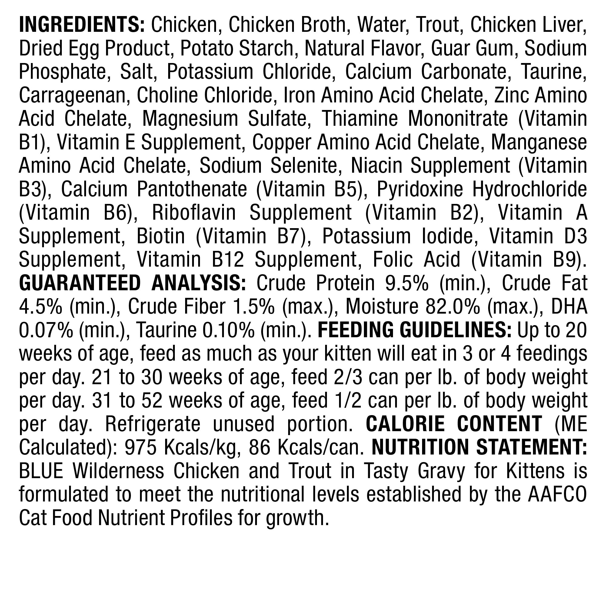 Blue Buffalo Blue Wilderness Wild Delights Kitten Flaked Chicken  Trout Wet Cat Food， 3 oz.， Case of 24