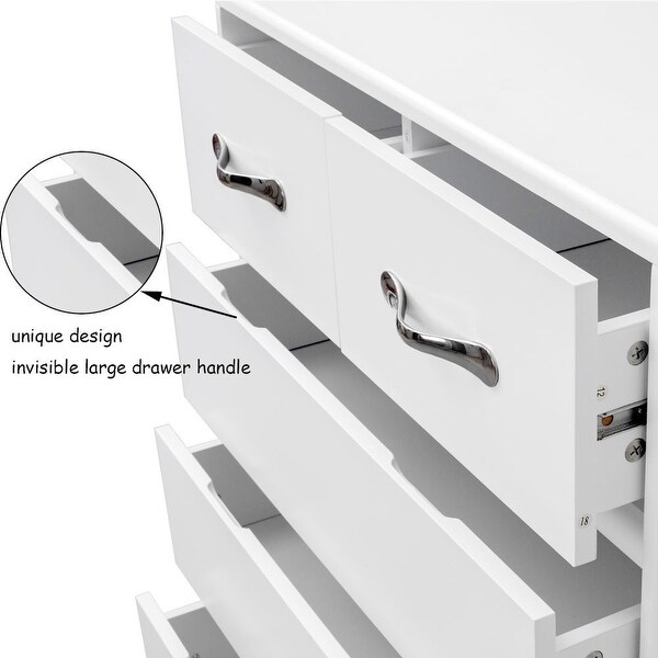 Six Drawer Storage Cabinet Side Table，White