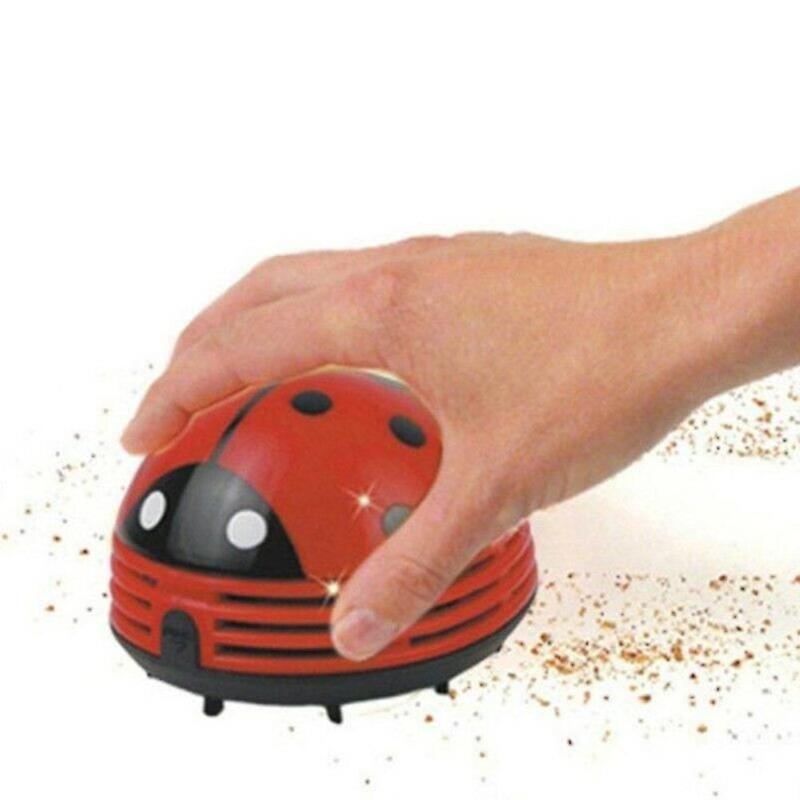 Mini Cute Ladybug Desktop Vacuum Cleaner Dust Collector For Home Office Table Cleaning Brush Size Abs