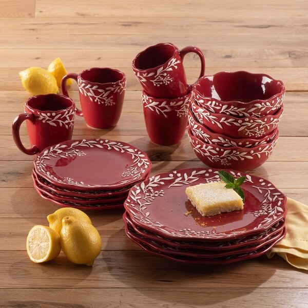 American Atelier Bianca Mistletoe 16Piece Dinnerware Set